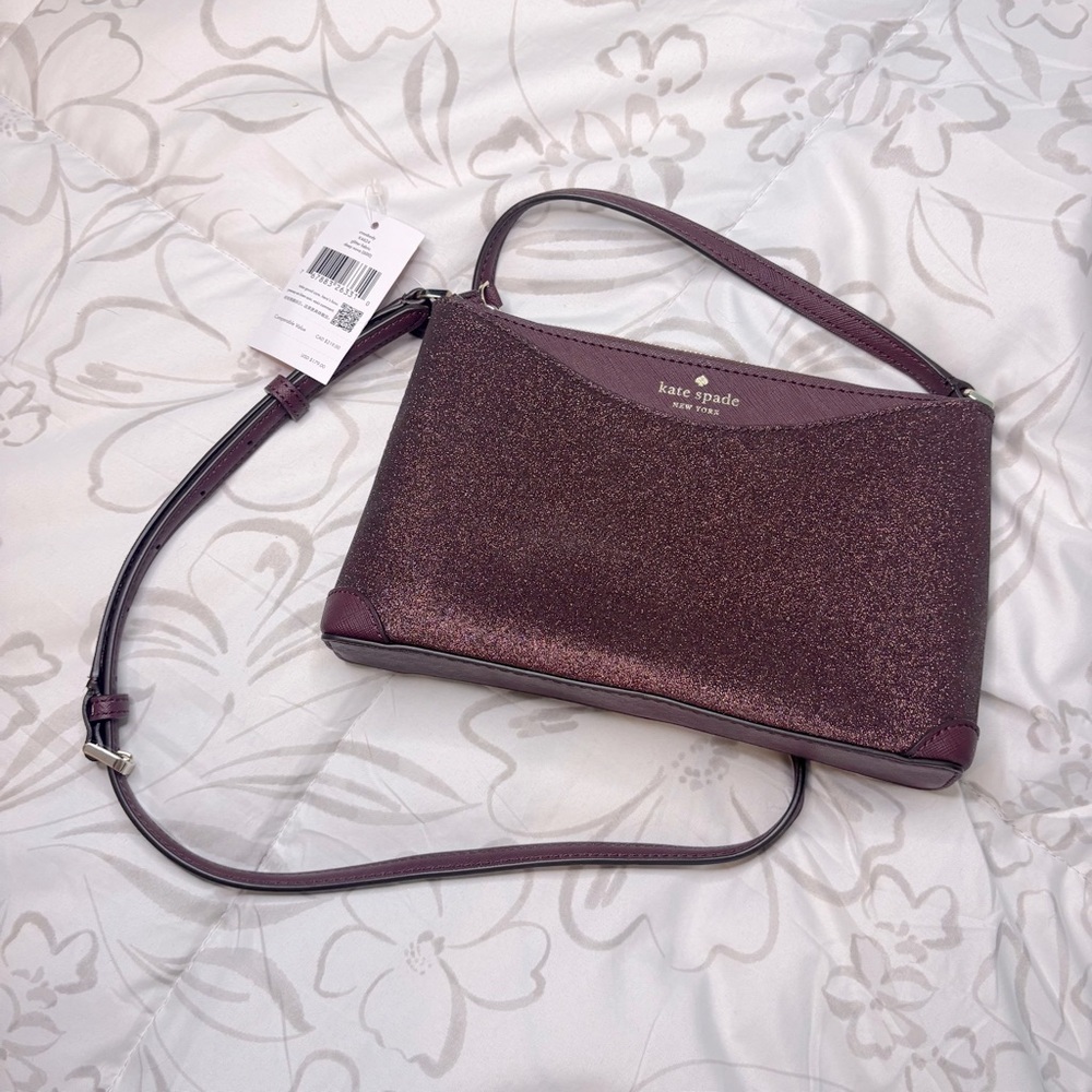 Kate Spade New York Glitter Fabric Crossbody Deep Nova NWT